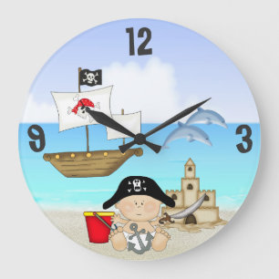 Little Buccaneer Baby Pirate Beach Wall Clock