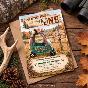 Little Buck First Birthday Deer Hunting Invitation
