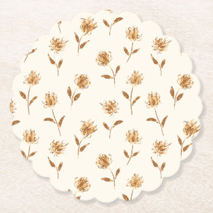 Little Budding Queen Annes - cottage core pattern. Paper Coaster
