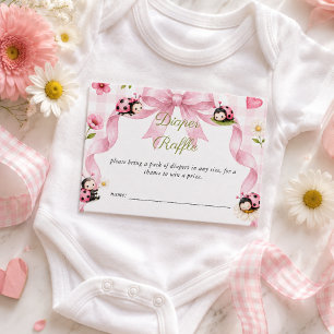 Little Bug Girl Baby Shower Diaper Raffle Enclosure Card