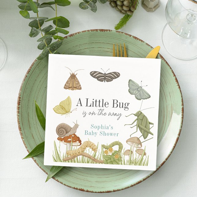 Little Bug Insects Mushroom Boy Baby Shower Napkin (Creator Uploaded)