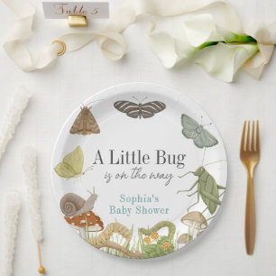 Little Bug Insects Mushroom Boy Baby Shower Paper Plate
