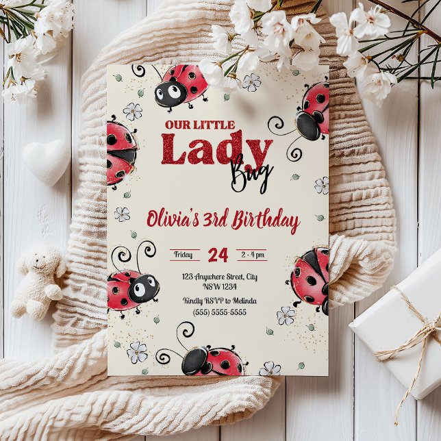 little bug Lady bug birthday Invitation (Creator Uploaded)