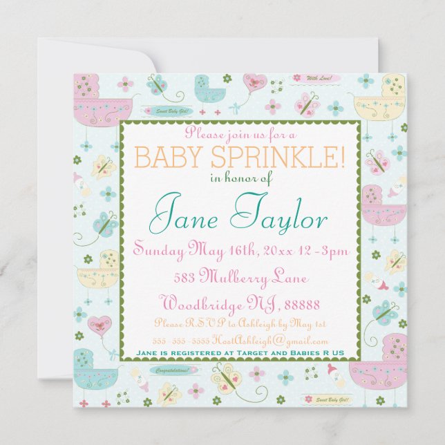 Little Buggy Baby Sprinkle Invitation (Front)