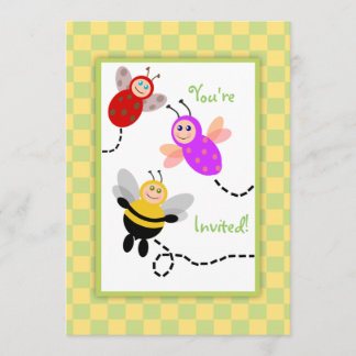 Little Bugs Ladybug, Bumble Bee, Butterfly Party Invitation