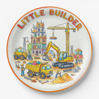 "Little Builder" Construction Site KidsPaper Plate