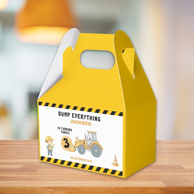 "Little Builder– Construction Truck 3rd Birthday Favour Box (Creator Uploaded)