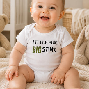 Little Bum Big Stink Funny Saying Baby Bodysuit