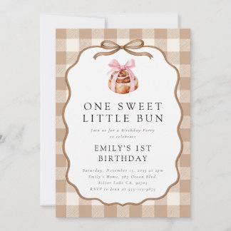 Little Bun Cinnamon Roll 1st Birthday Invitation