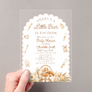 Little Bun in the Oven Baby Shower  Acrylic Invitations