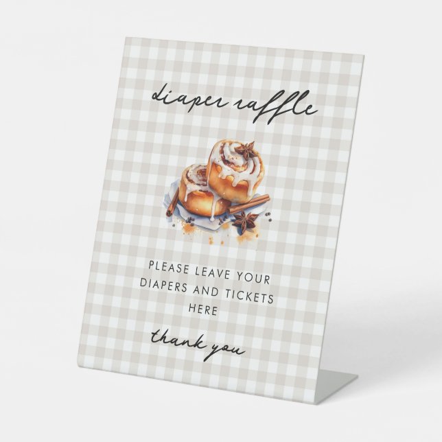 Little Bun in the Oven Baby Shower Diaper Raffle  Pedestal Sign (Front)