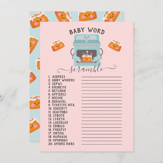 Little Bun in the Oven Baby Word Scramble Invitation (Front/Back)