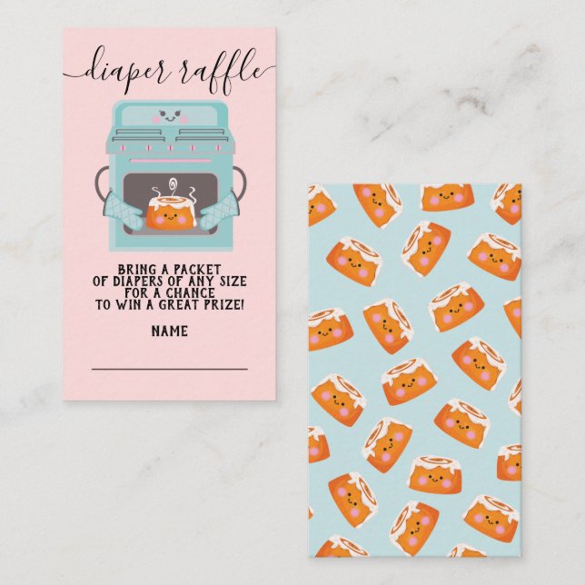 Little bun in the oven Diaper Raffle Enclosure Card (Front/Back)