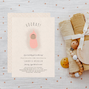 Little Bundle girl Baby Shower Invitation