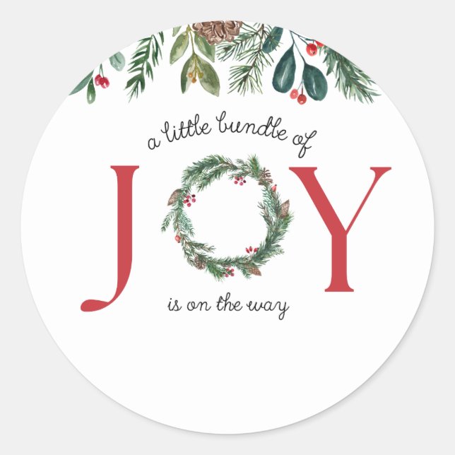 little bundle of joy baby shower stickers (Front)