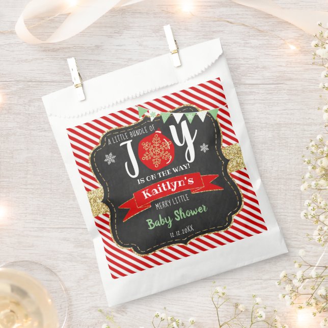 "Little Bundle Of Joy" Christmas Baby Shower Favour Bag (Clipped)