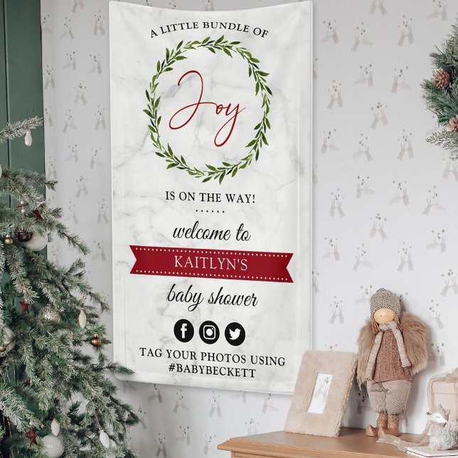 Little Bundle Of Joy Christmas Baby Shower Welcome Banner (Creator Uploaded)