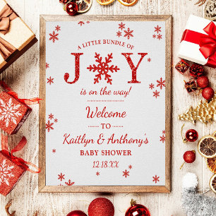 Little Bundle Of Joy Christmas Baby Shower Welcome Poster