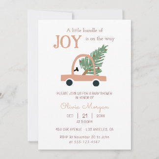 Little Bundle Of Joy Christmas Car Baby Shower Invitation