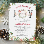 Little Bundle of JOY Christmas Floral Baby Shower Invitation<br><div class="desc">A Little Bundle of JOY is On the Way | Christmas Poinsettia Floral Holiday Season Baby Shower Invitation. (1) For further customisation, please click the "customise further" link and use our design tool to modify this template. (2) If you prefer Thicker papers / Matte Finish, you may consider to choose...</div>