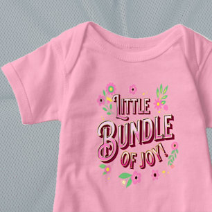 Little Bundle of Joy Pink with Flowers for Girl Baby Bodysuit