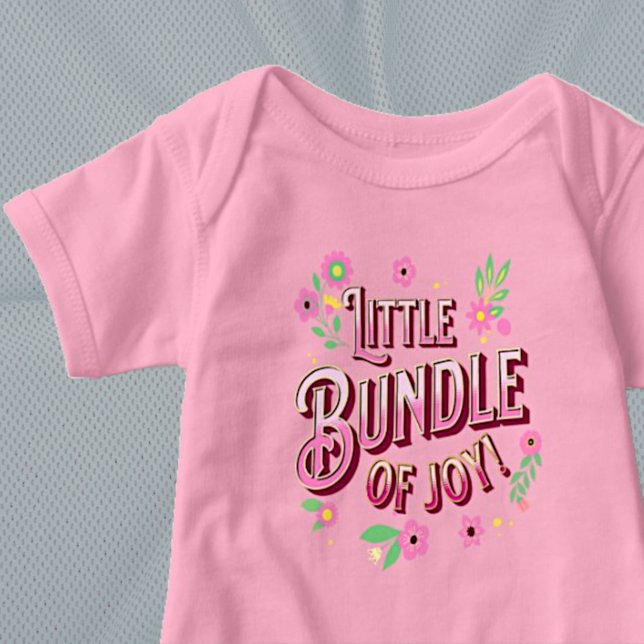 Little Bundle of Joy Pink with Flowers for Girl Baby Bodysuit (Creator Uploaded)