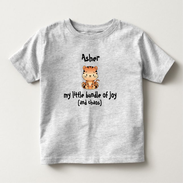 Little Bundle of Joy Playful Tiger Toddler T-Shirt (Front)