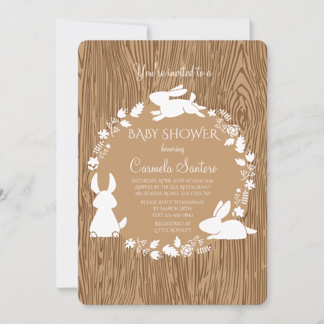 Little Bunnies Brown Invitation (Front)