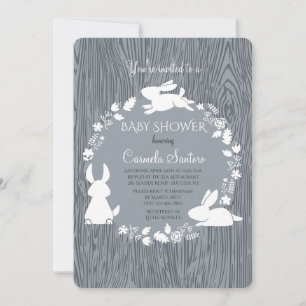Little Bunnies Grey Invitation