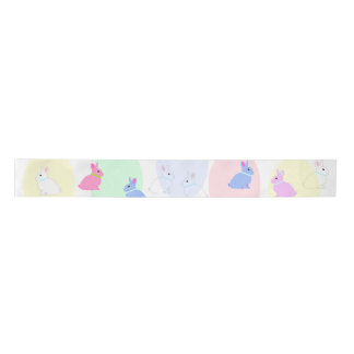Little bunnies pink, rose, white on satin ribbon s