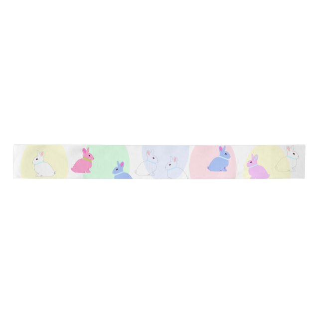 Little bunnies pink, rose, white on satin ribbon s (Front)