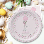 Little Bunny and Balloon Pink Girl Baby Shower Paper Plate<br><div class="desc">Little Bunny and Balloon Baby Shower paper plate - or customise the wording for your baby sprinkle,  gender reveal etc. The design features borders of ditsy pink doodle flowers with a cute rabbit holding a pink balloon and a small bouquet of flowers.</div>