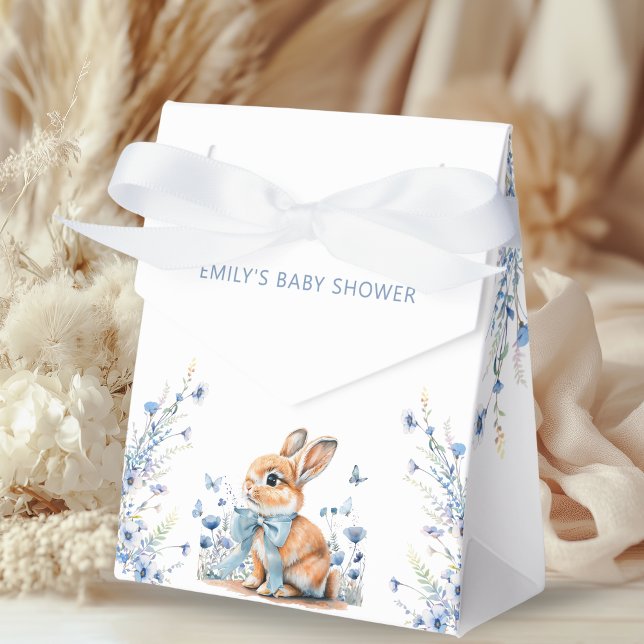 Little Bunny and Blue Wildflowers Baby Shower Favour Box (Creator Uploaded)