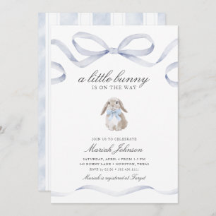 Little Bunny Baby Shower   Boy Blue Spring Easter Invitation