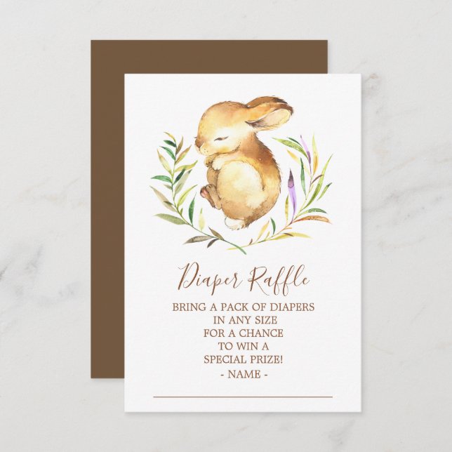 Little Bunny Baby Shower Diaper Raffle Ticket Invitation (Front/Back)