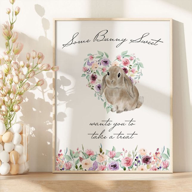 Little Bunny Baby Shower Favour Table Poster (Floral Rabbit Favor Table Sign from my Little Bunny & Little Lamb Baby Shower collection)
