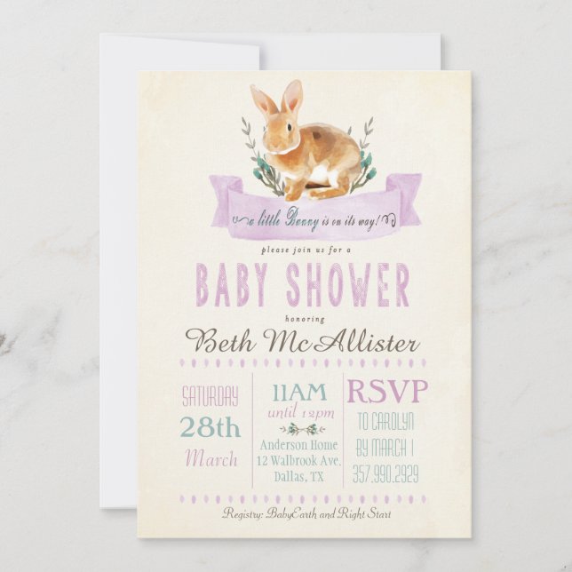 Little Bunny Baby Shower Invitation (Front)