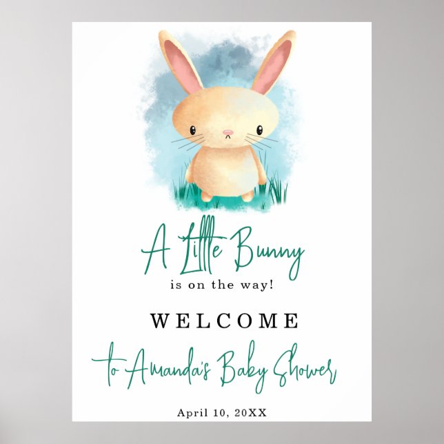 Little bunny baby shower poster (Front)