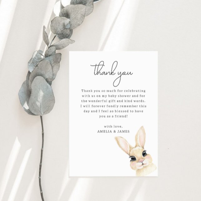 Little Bunny Baby Shower Thank You Card (Creator Uploaded)