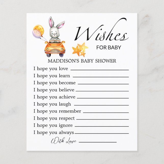 Little bunny baby shower wishes for baby  (Front)