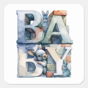 Little Bunny Blocks Square Sticker