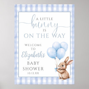 Little Bunny Blue Baby Shower Welcome Sign