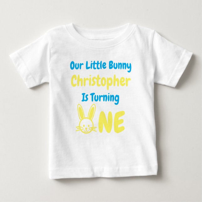Little Bunny Boy 1st Birthday Baby T-Shirt (Front)