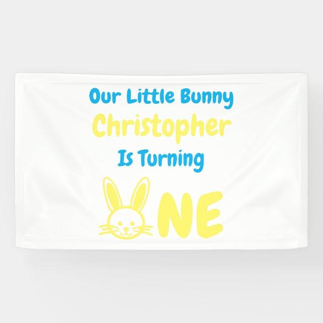Little Bunny Boy 1st Birthday Banner (Horizontal)