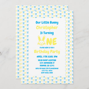 Little Bunny Boy 1st Birthday Invitation