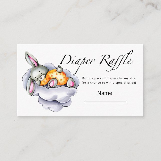 Little bunny diaper raffle ticket enclosure card (Front)