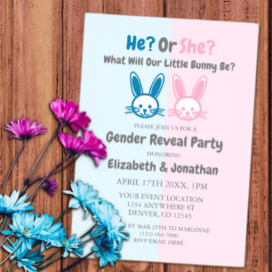 Little Bunny Gender Reveal Acrylic Invitations