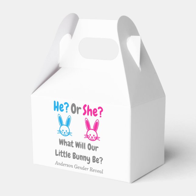 Little Bunny Gender Reveal Favour Box (Front Side)