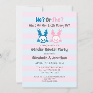 Little Bunny Gender Reveal Invitation
