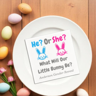 Little Bunny Gender Reveal Napkin